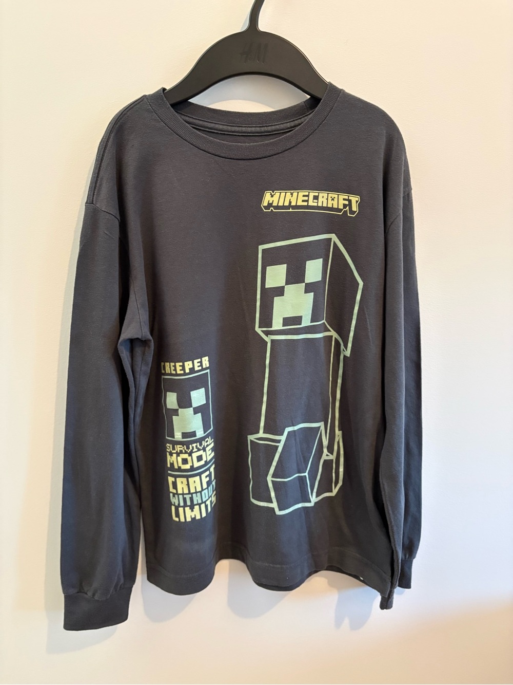 GAP Kids Black Minecraft Creeper Long-Sleeve Tee